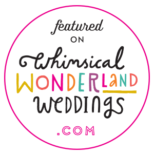 Featured on Whimsical Wonderland Weddings blog badge