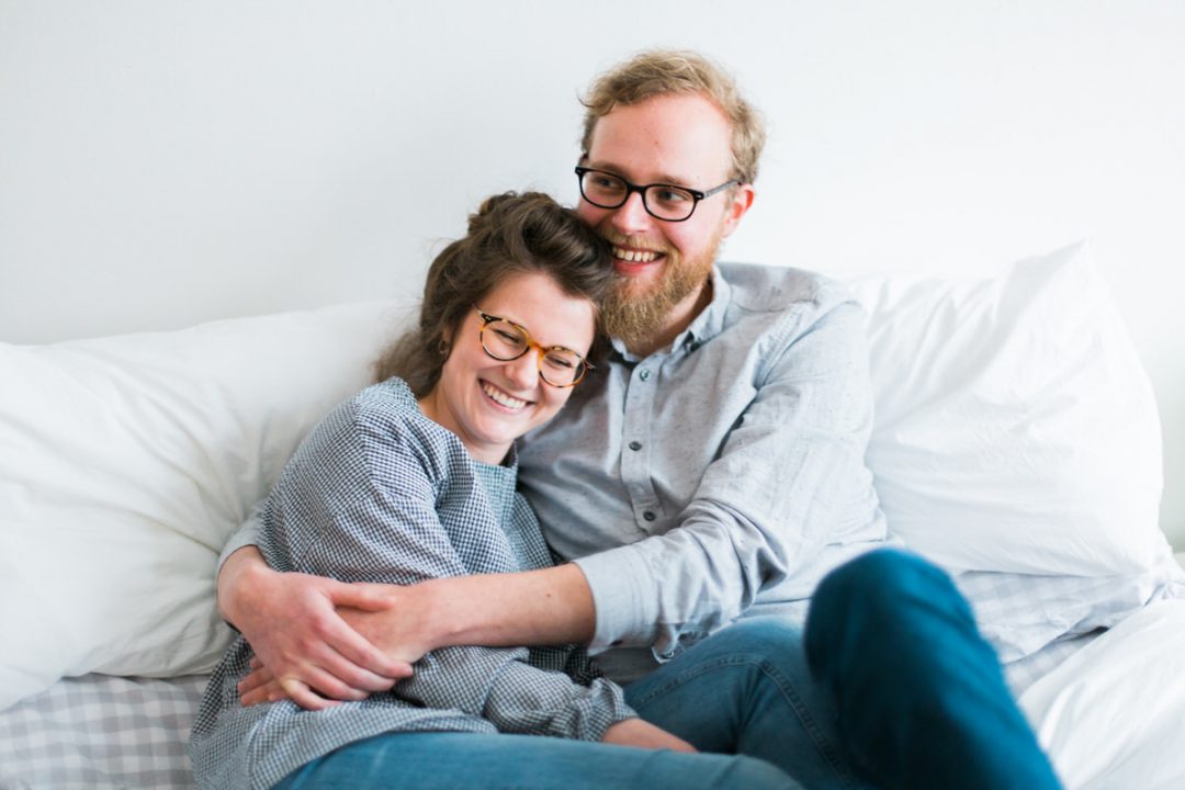 Engagement shoot in home