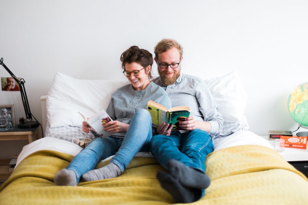 Engagement shoot in couples home