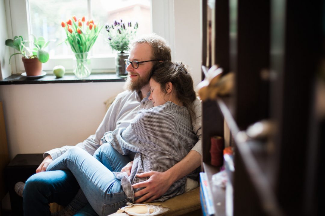 Engagement shoot in home