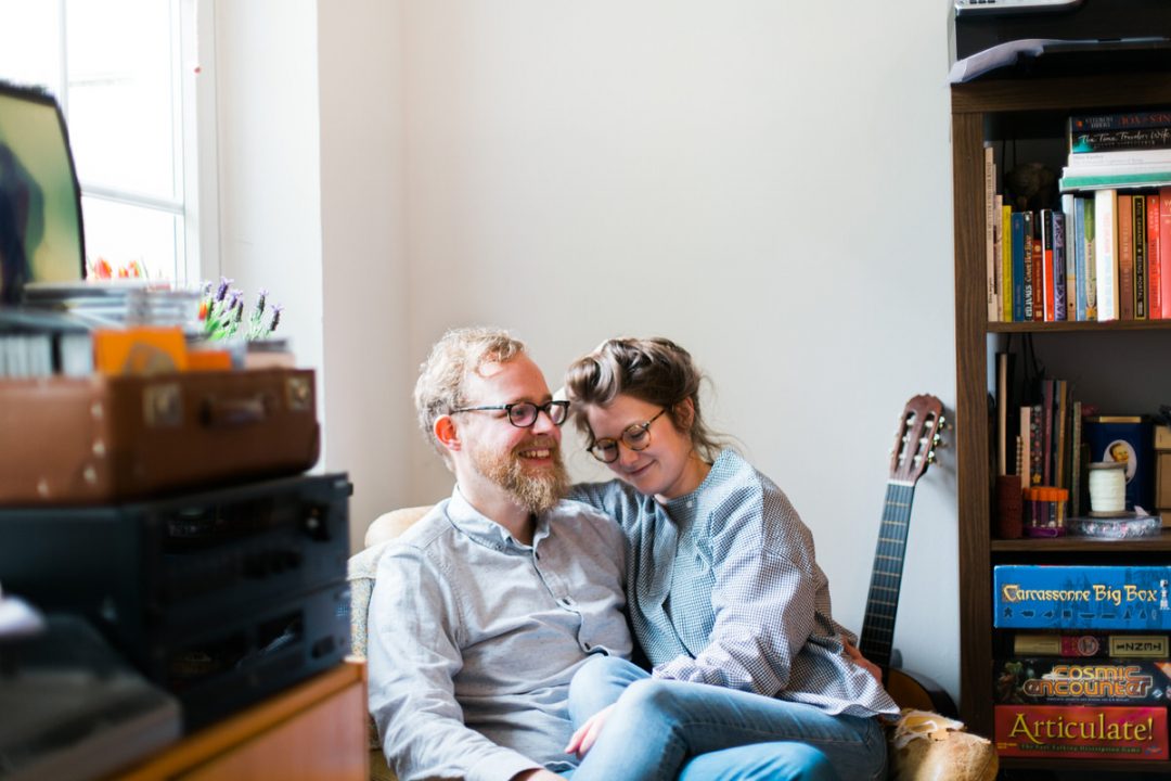 Engagement shoot in couples home