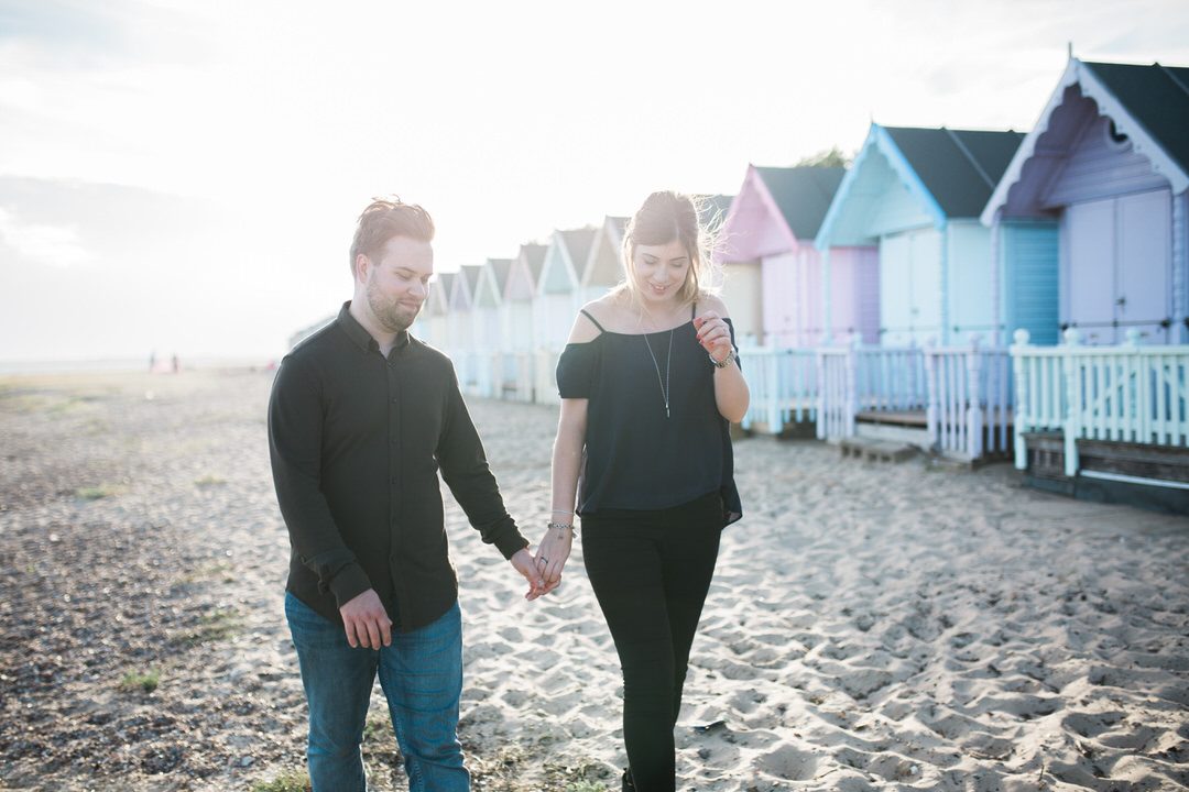 Pastel beach huts in Essex